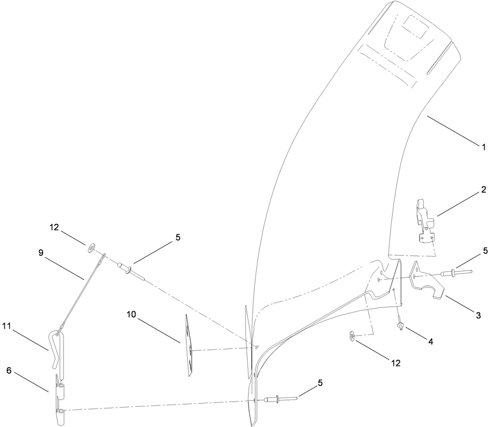 Chute Assembly No. 94-6036 Diagram and Parts List for 79103 (316000001 - 316999999)(2016) Lawn Boy Lawn Tractor Accessories